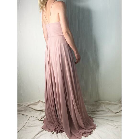 JENNY YOO Inesse Dusty Rose Blush Maxi Chiffon Gown US 2 Whipped Apricot NWT - Picture 9 of 16